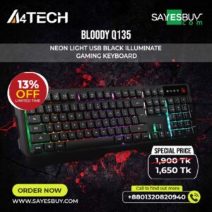 A4TECH Bloody Q135 Illuminate Red Backlit Gaming Keyboard sayesbuy