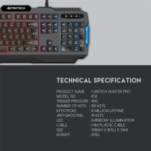 FANTECH K511 Hunter Pro Backlit Pro Gaming Keyboard Techsquare