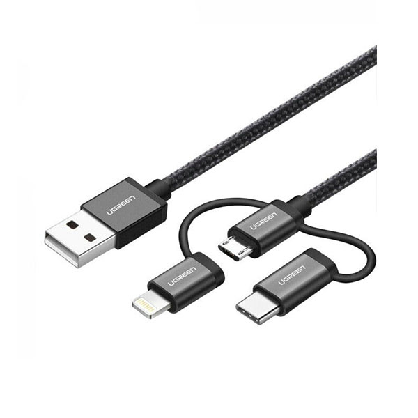 UGREEN-80326-USB-2.0-A-To-Micro-USB-Lightning-Type-C-3-in-1-Cable UGREEN 80326 USB 2.0 A To Micro USB + Lightning + Type C (3 in 1) Cable - Image 1