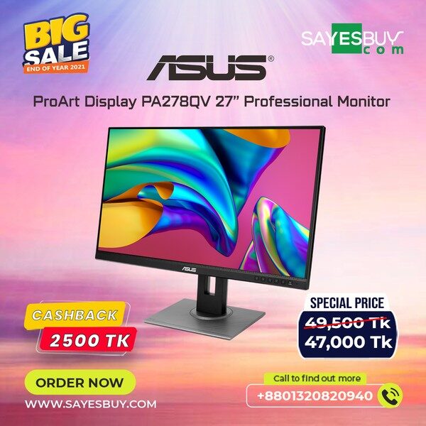 ASUS ProArt Display PA278QV 27inch Professional Monitor Tech Square