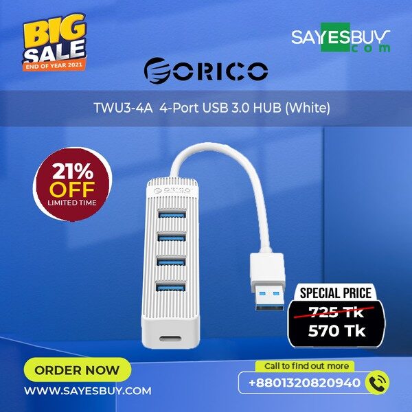 ORICO 4 Port Hub (TWU3-4A-WH-