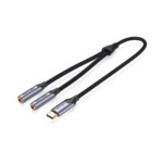 VENTION BGNHY USB-C Male to Dual 3.5MM Jack Earphone Adapter 0.3M Gray Aluminum Alloy Type