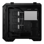 ASUS TUF Gaming GT501 case supports up to EATX with metal front panel, tempered-glass side panel, 120 mm RGB fan, 140 mm PWM fan, radiator space reserved, and USB 3.1 Gen 1 techsquare