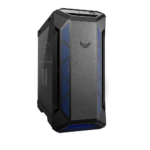 ASUS TUF Gaming GT501 case supports up to EATX with metal front panel, tempered-glass side panel, 120 mm RGB fan, 140 mm PWM fan, radiator space reserved, and USB 3.1 Gen 1 techsquare