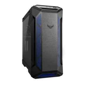 ASUS TUF Gaming GT501 case supports up to EATX with metal front panel, tempered-glass side panel, 120 mm RGB fan, 140 mm PWM fan, radiator space reserved, and USB 3.1 Gen 1 techsquare