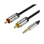 Vention BCFBI 3.5mm Male to 2RCA Male Audio Cable 3M Black Metal Type