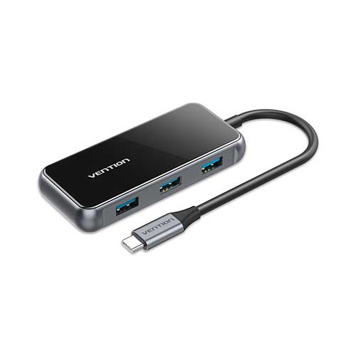 VENTION TFDHB Multi-function USB-C to USB3.0*4/PD Docking Station 0.15M Gray Mirrored Surface Type