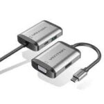 Vention Home Accessories Docking Station TFAHB Type-C to HDMI/VGA/USB3.0/PD Converter 0.15M Gray Metal Type